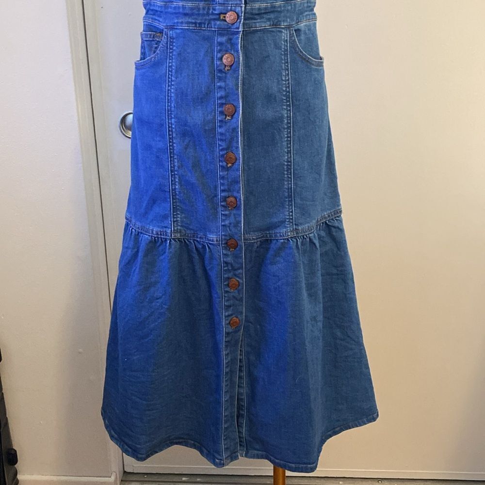 Madewell Denim Bayview Tiered Midi Dress Size 2 - Picture 5 of 16